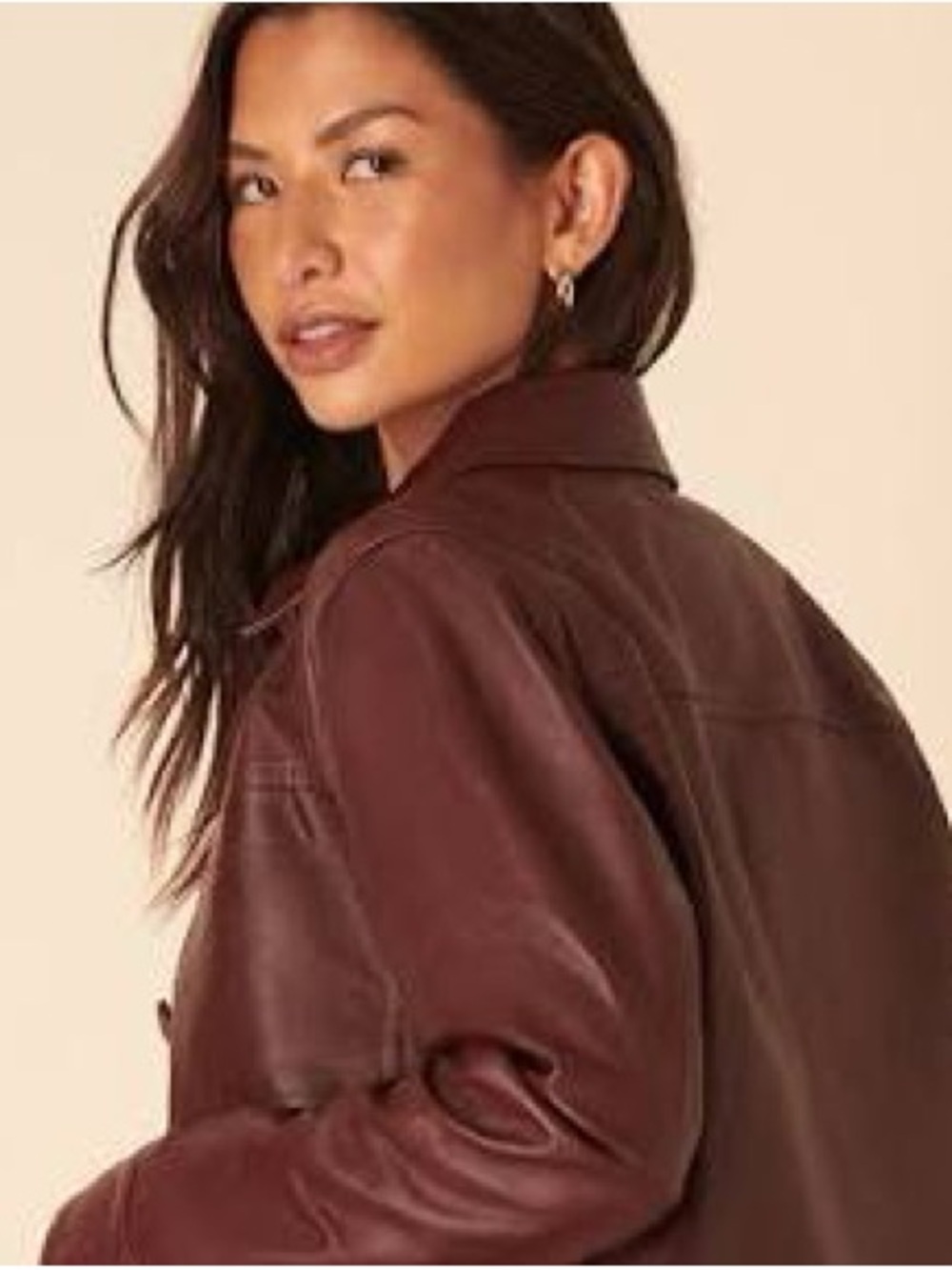 Vintage Women's Distressed Brown Burgundy Leather Jacket - Sleek Everyday Coat
